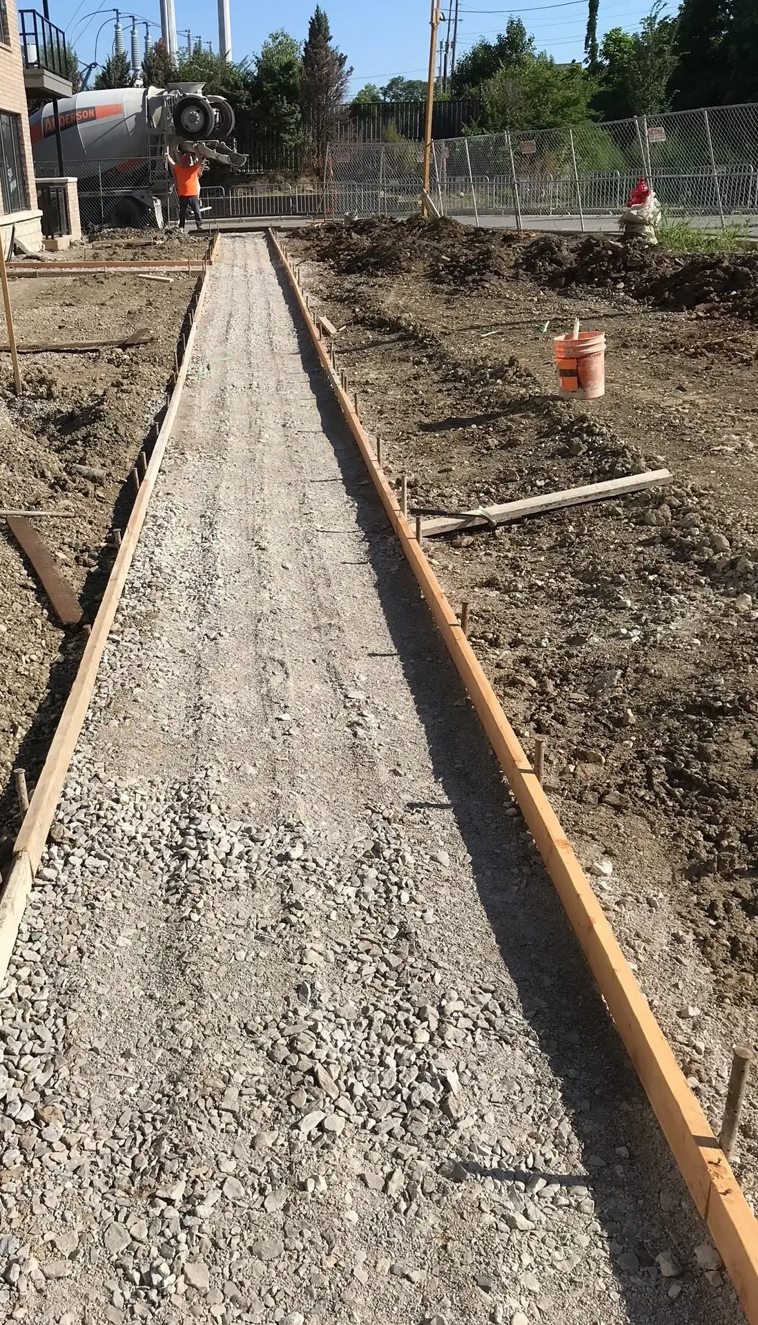 Formed concrete walkway ready for pour in Central Ohio